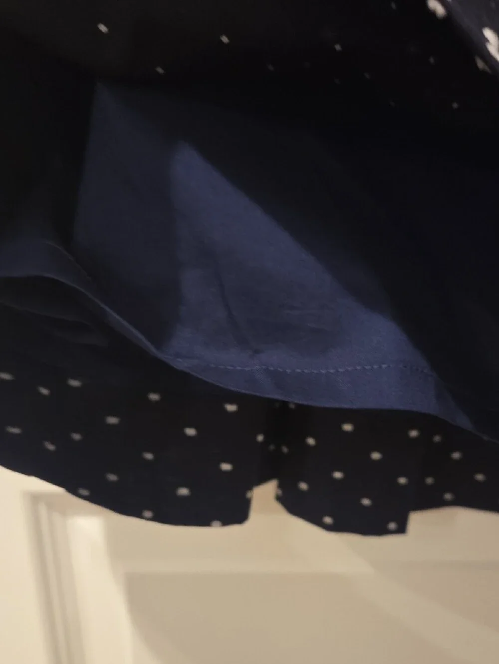 J. Crew Navy Skirt with White Dot Print